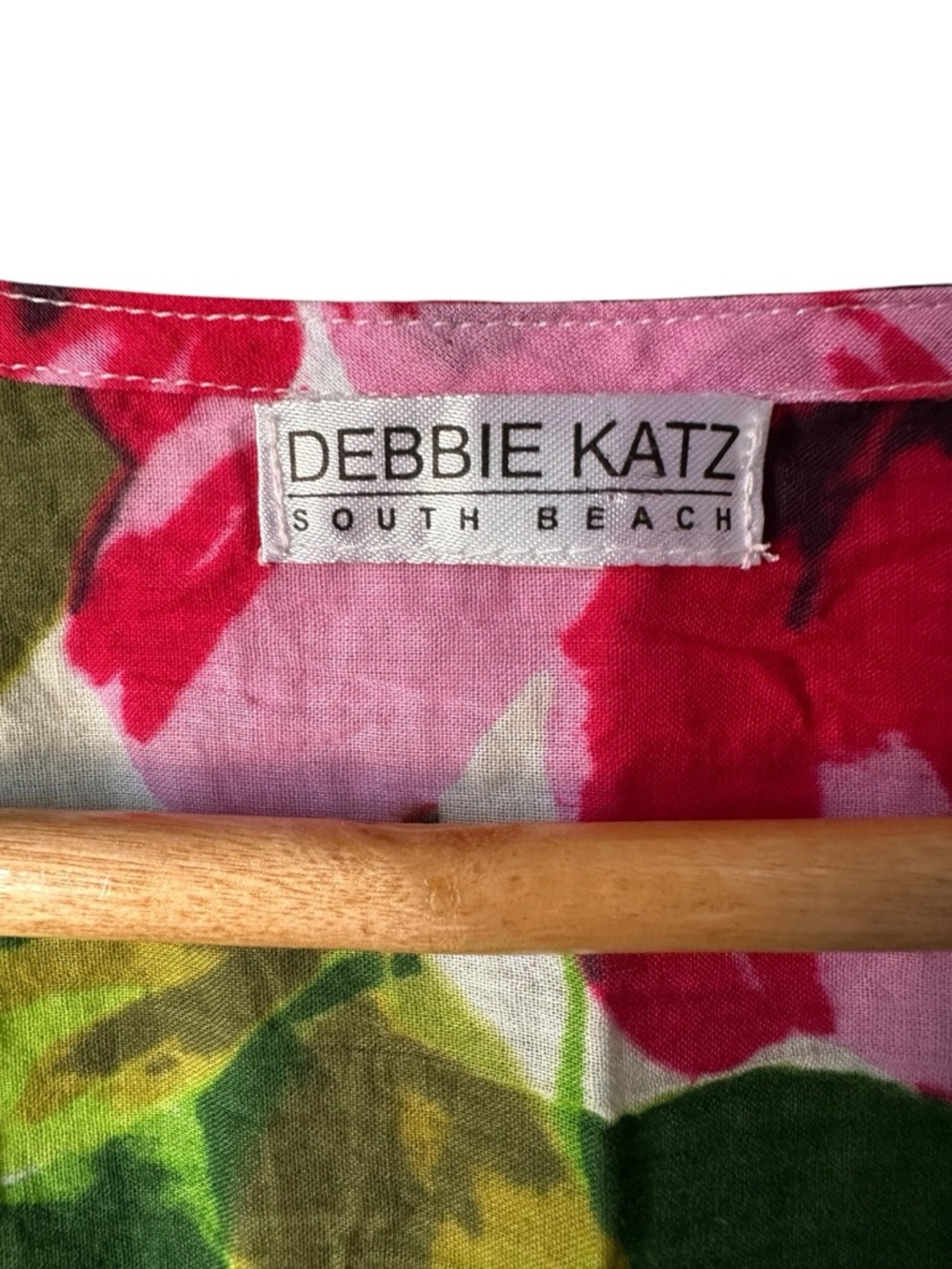 Debbie Katz South Beach Floral Swim Coverup in Pink, Green & White, Medium - Picture 7 of 10